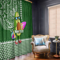 Aloha Avocado Funny Fruits Custom Window Curtain Mix Hawaiian Kakau Tribal LT03 - Polynesian Pride