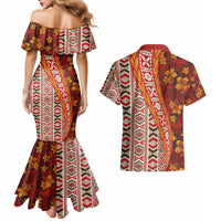 Hawaii Native Tapa Elements and Hibiscus Flowers Couples Matching Mermaid Dress and Hawaiian Shirt LT03 - Polynesian Pride