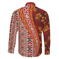 Hawaii Native Tapa Elements and Hibiscus Flowers Family Matching Off Shoulder Long Sleeve Dress and Hawaiian Shirt LT03 - Polynesian Pride