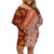 Hawaii Native Tapa Elements and Hibiscus Flowers Family Matching Off Shoulder Short Dress and Hawaiian Shirt LT03 Mom's Dress Red - Polynesian Pride