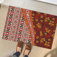 Hawaii Native Tapa Elements and Hibiscus Flowers Rubber Doormat LT03 - Polynesian Pride