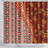Hawaii Native Tapa Elements and Hibiscus Flowers Shower Curtain LT03 - Polynesian Pride