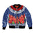 Samoan Tapa Bomber Jacket Ula Fala and Teuila Flower LT03 Unisex Blue - Polynesian Pride