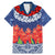 Samoan Tapa Family Matching Mermaid Dress and Hawaiian Shirt Ula Fala and Teuila Flower LT03 Dad's Shirt - Short Sleeve Blue - Polynesian Pride