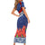 Samoan Tapa Short Sleeve Bodycon Dress Ula Fala and Teuila Flower LT03 - Polynesian Pride