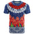 Samoan Tapa T Shirt Ula Fala and Teuila Flower LT03 Blue - Polynesian Pride