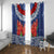 Samoan Tapa Window Curtain Ula Fala and Teuila Flower LT03 With Grommets Blue - Polynesian Pride