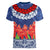 Samoan Tapa Women V Neck T Shirt Ula Fala and Teuila Flower LT03 - Polynesian Pride