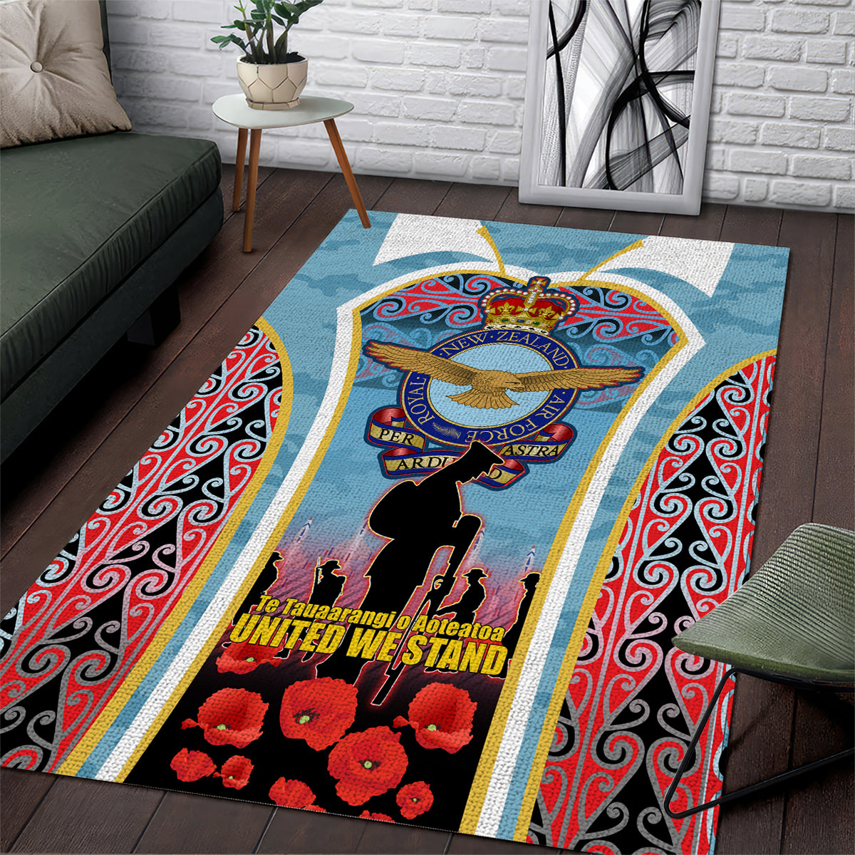 Royal New Zealand Air Force ANZAC Day Area Rug Te Tauaarangi o Aotearoa LT03 Blue - Polynesian Pride