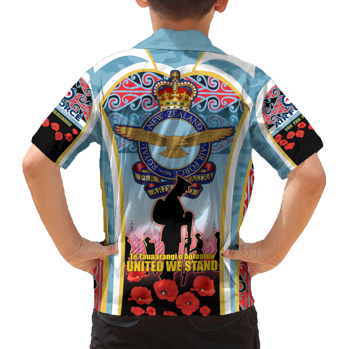 Royal New Zealand Air Force ANZAC Day Family Matching Off Shoulder Short Dress and Hawaiian Shirt Te Tauaarangi o Aotearoa LT03 - Polynesian Pride