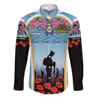 Royal New Zealand Air Force ANZAC Day Family Matching Puletasi and Hawaiian Shirt Te Tauaarangi o Aotearoa LT03 Dad's Shirt - Long Sleeve Blue - Polynesian Pride