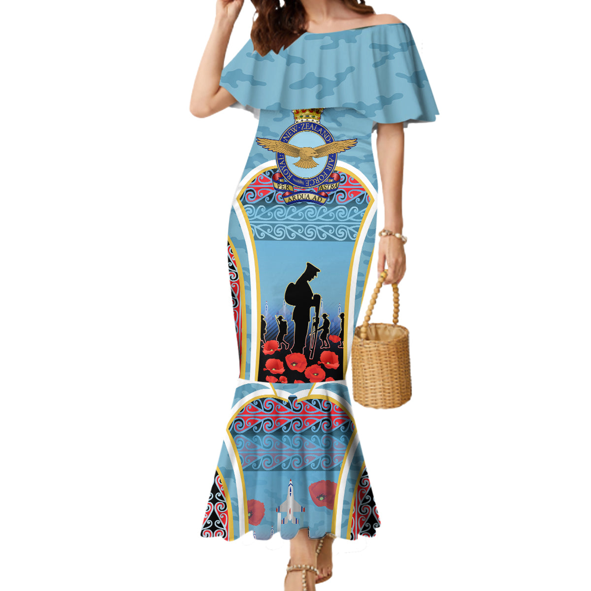 Royal New Zealand Air Force ANZAC Day Mermaid Dress Te Tauaarangi o Aotearoa LT03 Women Blue - Polynesian Pride