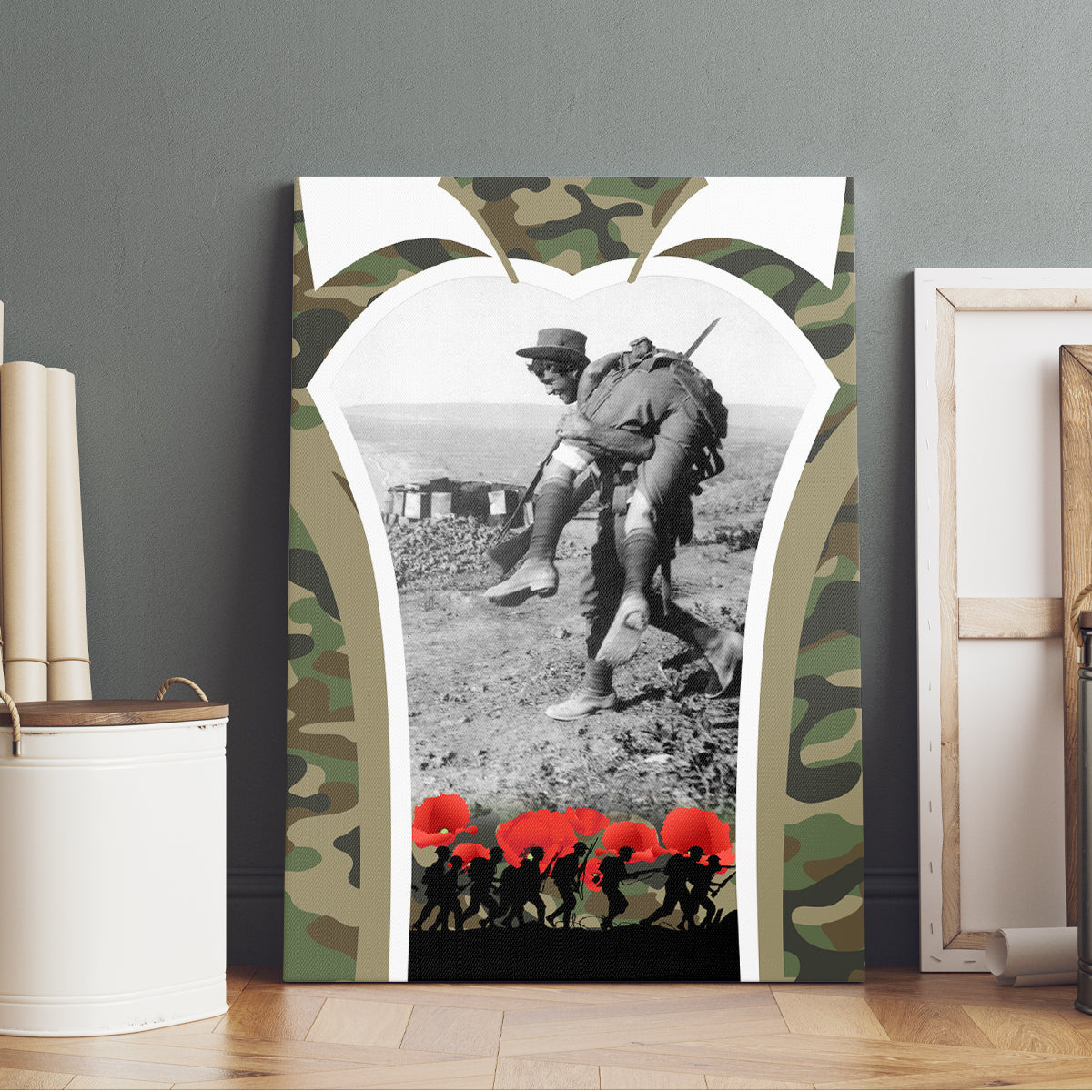 New Zealand and Australia ANZAC Day Canvas Wall Art Koala and Kiwi Bird Soldier Gallipoli Camouflage Style LT03 - Polynesian Pride