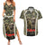 New Zealand and Australia ANZAC Day Couples Matching Summer Maxi Dress and Hawaiian Shirt Koala and Kiwi Bird Soldier Gallipoli Camouflage Style LT03 Green - Polynesian Pride