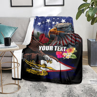 Personalised United States and American Samoa Blanket Bald Eagle Rose and Hibiscus Flower LT03 - Polynesian Pride