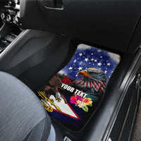 Personalised United States and American Samoa Car Mats Bald Eagle Rose and Hibiscus Flower LT03 - Polynesian Pride