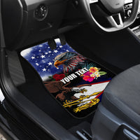 Personalised United States and American Samoa Car Mats Bald Eagle Rose and Hibiscus Flower LT03 - Polynesian Pride