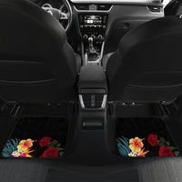 Personalised United States and American Samoa Car Mats Bald Eagle Rose and Hibiscus Flower LT03 Set 2pcs - Back Blue - Polynesian Pride