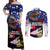 United States and American Samoa Couples Matching Off Shoulder Maxi Dress and Long Sleeve Button Shirt Bald Eagle Rose and Hibiscus Flower