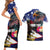 United States and American Samoa Couples Matching Short Sleeve Bodycon Dress and Hawaiian Shirt Bald Eagle Rose and Hibiscus Flower