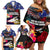 United States and American Samoa Family Matching Off Shoulder Short Dress and Hawaiian Shirt Bald Eagle Rose and Hibiscus Flower