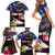 United States and American Samoa Family Matching Short Sleeve Bodycon Dress and Hawaiian Shirt Bald Eagle Rose and Hibiscus Flower