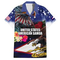 United States and American Samoa Family Matching Summer Maxi Dress and Hawaiian Shirt Bald Eagle Rose and Hibiscus Flower