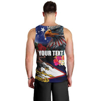 Personalised United States and American Samoa Men Tank Top Bald Eagle Rose and Hibiscus Flower LT03 - Polynesian Pride