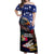 United States and American Samoa Off Shoulder Maxi Dress Bald Eagle Rose and Hibiscus Flower