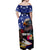 United States and American Samoa Off Shoulder Maxi Dress Bald Eagle Rose and Hibiscus Flower