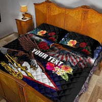 Personalised United States and American Samoa Quilt Bed Set Bald Eagle Rose and Hibiscus Flower LT03 - Polynesian Pride