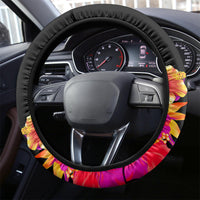 United States and American Samoa Steering Wheel Cover Bald Eagle Rose and Hibiscus Flower LT03 - Polynesian Pride