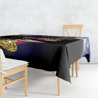 Personalised United States and American Samoa Tablecloth Bald Eagle Rose and Hibiscus Flower LT03 - Polynesian Pride