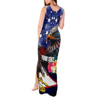 Personalised United States and American Samoa Tank Maxi Dress Bald Eagle Rose and Hibiscus Flower LT03 - Polynesian Pride