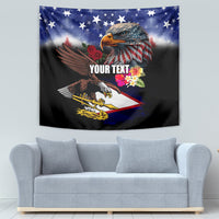 Personalised United States and American Samoa Tapestry Bald Eagle Rose and Hibiscus Flower LT03 - Polynesian Pride