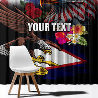 Personalised United States and American Samoa Window Curtain Bald Eagle Rose and Hibiscus Flower LT03 - Polynesian Pride