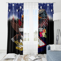 Personalised United States and American Samoa Window Curtain Bald Eagle Rose and Hibiscus Flower LT03 - Polynesian Pride