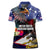 United States and American Samoa Women Polo Shirt Bald Eagle Rose and Hibiscus Flower