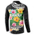 Hawaii Aloha Tropical Leaves and Flower Button Sweatshirt with Polynesian Art Tattoo Black Color - Polynesian Pride