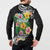 Hawaii Aloha Tropical Leaves and Flower Button Sweatshirt with Polynesian Art Tattoo Black Color - Polynesian Pride