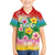 Hawaii Aloha Tropical Leaves and Flower Family Matching Puletasi and Hawaiian Shirt with Polynesian Art Tattoo Rainbow Color - Polynesian Pride