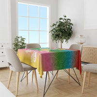 Hawaii Aloha Tropical Leaves and Flower Tablecloth with Polynesian Art Tattoo Rainbow Color LT03 - Polynesian Pride