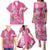 Hawaii Aloha Turtle Hibiscus and Leaves Family Matching Puletasi and Hawaiian Shirt with Polynesian and Kakau Tattoos Rose Color - Polynesian Pride