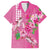 Hawaii Aloha Turtle Hibiscus and Leaves Family Matching Puletasi and Hawaiian Shirt with Polynesian and Kakau Tattoos Rose Color - Polynesian Pride