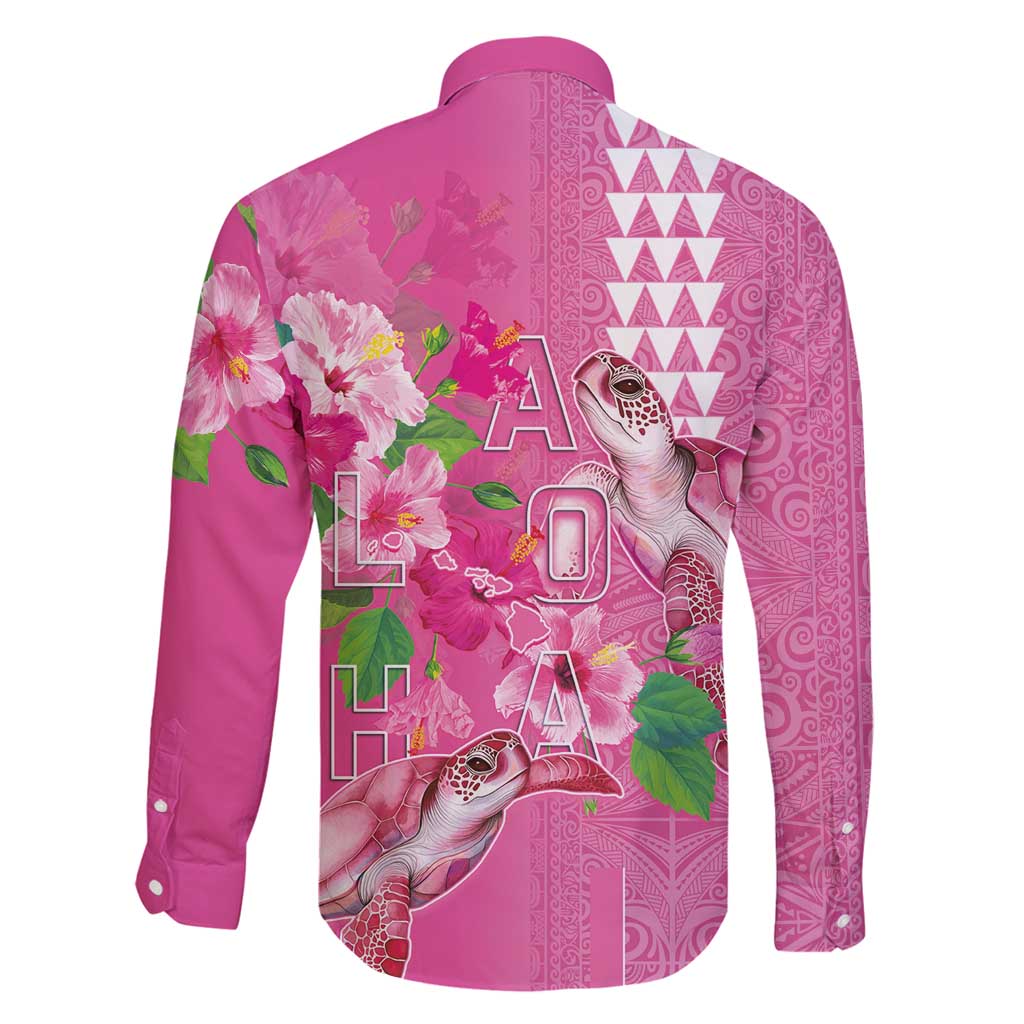Hawaii Aloha Turtle Hibiscus and Leaves Family Matching Puletasi and Hawaiian Shirt with Polynesian and Kakau Tattoos Rose Color - Polynesian Pride