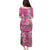 Hawaii Aloha Turtle Hibiscus and Leaves Family Matching Puletasi and Hawaiian Shirt with Polynesian and Kakau Tattoos Rose Color - Polynesian Pride