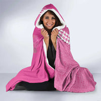 Hawaii Aloha Turtle Hibiscus and Leaves Hooded Blanket with Polynesian and Kakau Tattoos Rose Color - Polynesian Pride