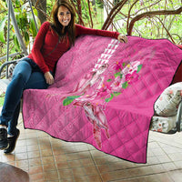 Hawaii Aloha Turtle Hibiscus and Leaves Quilt with Polynesian and Kakau Tattoos Rose Color - Polynesian Pride