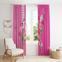 Hawaii Aloha Turtle Hibiscus and Leaves Window Curtain with Polynesian and Kakau Tattoos Rose Color - Polynesian Pride