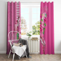 Hawaii Aloha Turtle Hibiscus and Leaves Window Curtain with Polynesian and Kakau Tattoos Rose Color - Polynesian Pride